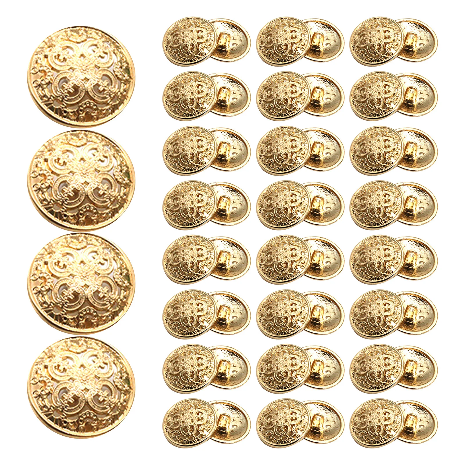 

30pcs 20Mm Metal Buttons Hollow Out Rustproof Durable Sewing Fasteners For Jackets Coats Jeans T Shirts Diy Craft Decor Light
