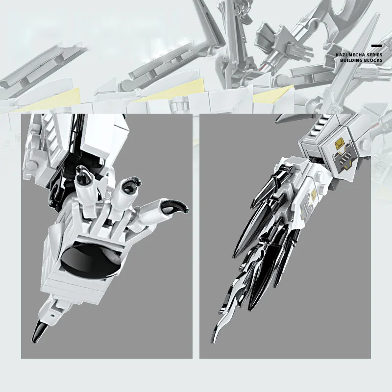 Tier Mecha Ninja Baustein Weiß Hurricane Drache Roboter Mech Modell Dampf Bau Ziegel Spielzeug Sammlung Mit Licht