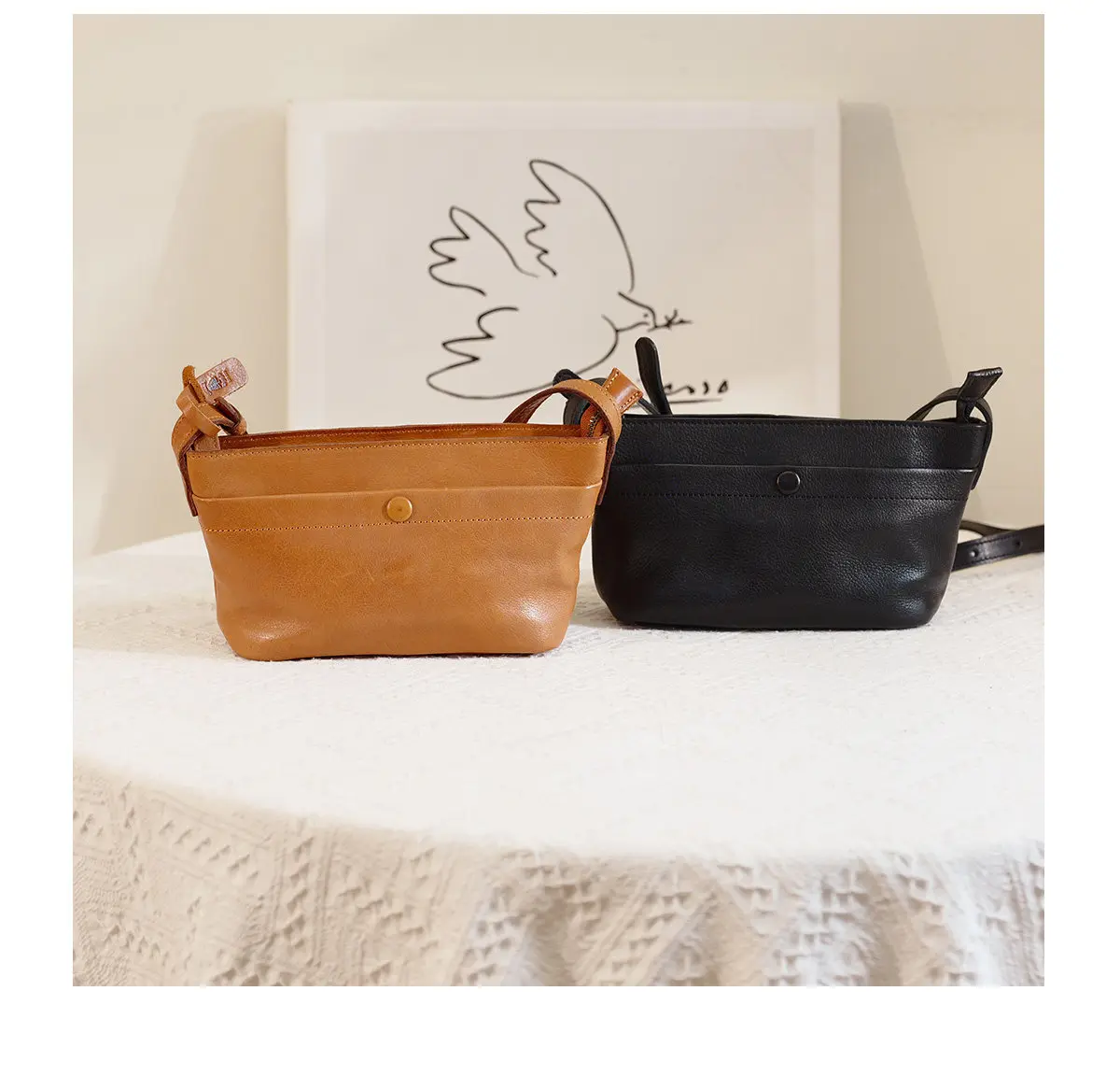 Vintage handgefertigte Damen-Umhängetasche aus pflanzlich gegerbtem Rindsleder, kleine Outdoor-Party-Luxus-Umhängetasche aus echtem Leder für Damen – Detail 20