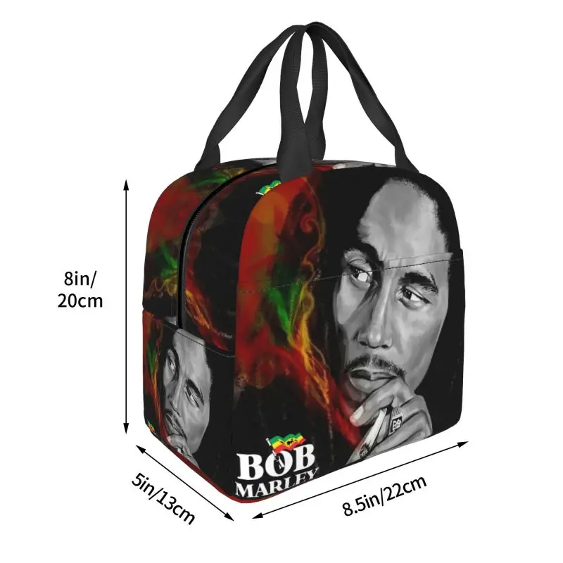 Jamaica Singer Reggae Rock Bob Marley Insulated Lunch Bag for Women Resuable Cooler Thermal Lunch Tote Beach Camping Travel