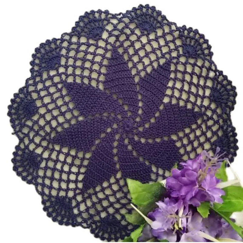 NEW cotton round placemat kitchen table place mat cloth Crochet dining doily Handmade flower Table decoration and accessories