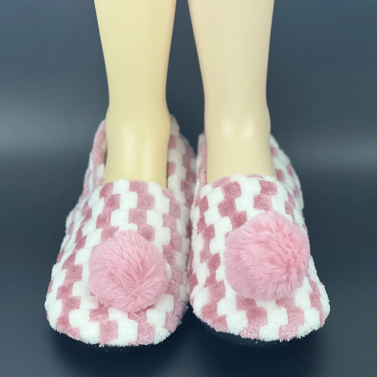 Plaid Home Fuzzy Slipper Women Winter Fur Contton Warm Plush Non Slip Grip Indoor Fluffy Lazy Female House Floor Shoe Room