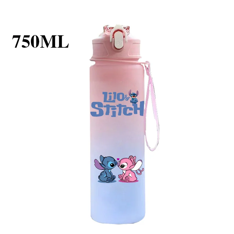 Botol air Disney Lilo Stitch, cangkir air berkemah luar ruangan kapasitas besar, anti bocor, teko plastik portabel