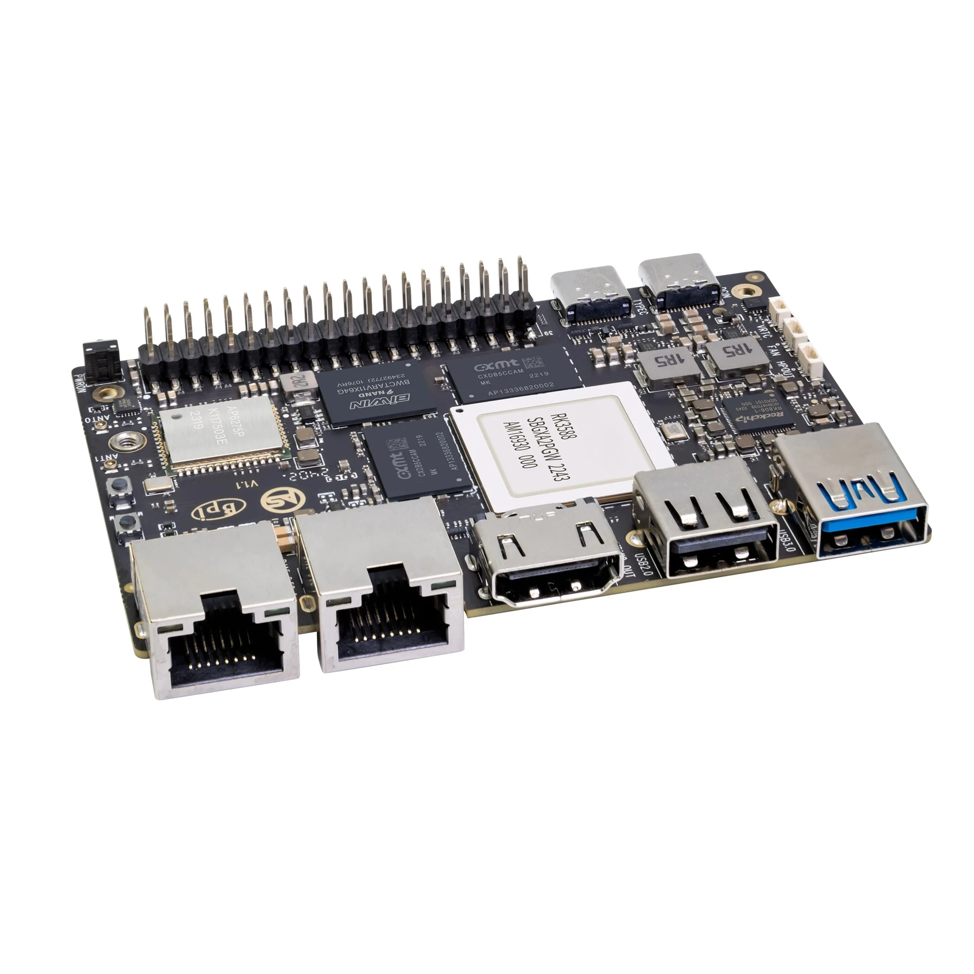 Pi Bpi-m7 Rk3588 8k60 Sbc 6 Tops Npu  Lpddr4x Emmc Wifi6 2*2.5g Ai Server Nas Nvr Digital Signage Ce Fcc
