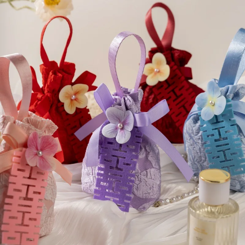 1Pcs 9x6x15cm Wedding Party Tassel Bag Candy Bag Fabric Drawstring Pocket Candy Pouches Gift Bags Decor Home Party Favors Bag