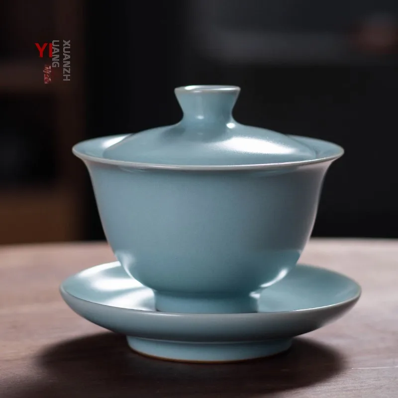 

Handmade Cerc Tea Cup xing Pot Yuzhou Sancai Cover Bowl Tea Brewing Bowl Suspended Tea Ceremony Single Cerc Tea Set