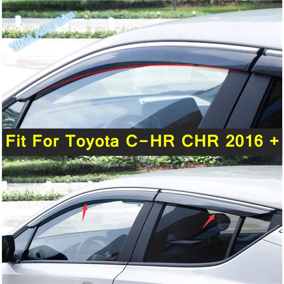 

Car Rain Shield Deflectors Awning Trim Window Visor Cover Exterior Decor Accessories 4PCS Fit For Toyota C-HR CHR 2016 - 2021