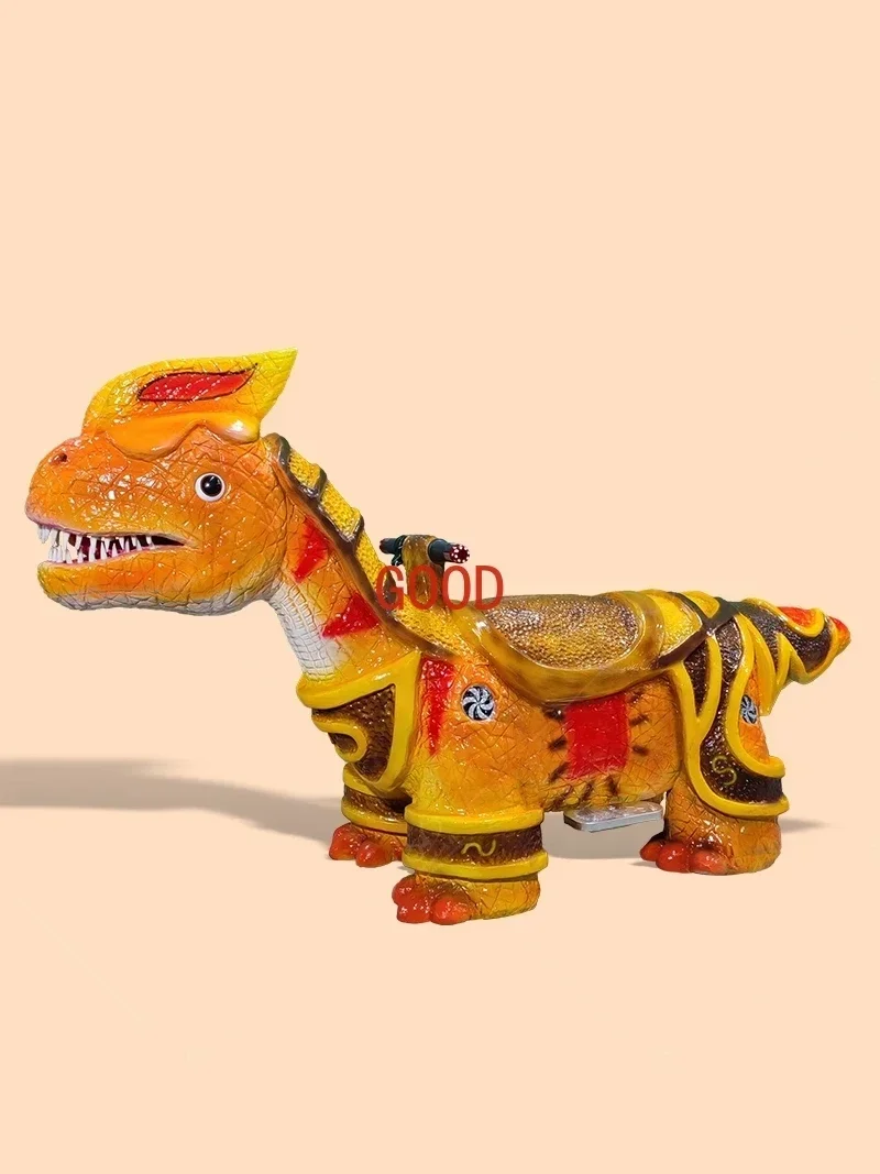 Квадратный новый детский двойной автомобиль-динозавр для родителей и детей, светящийся киоск для ночного рынка