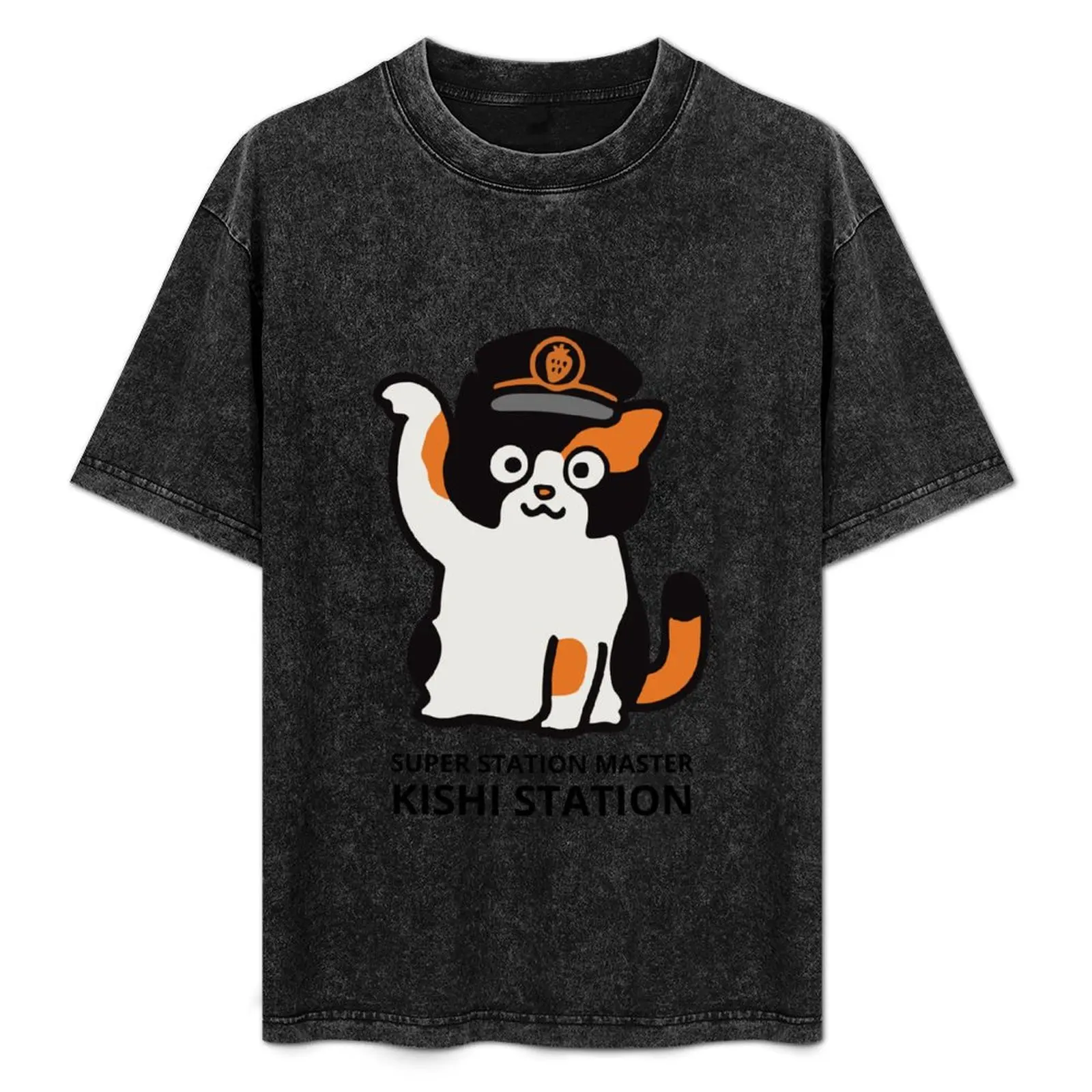 

Cat Tama Super Station Master Kishi Station T-Shirt Water Resistant Casual T-Shirt