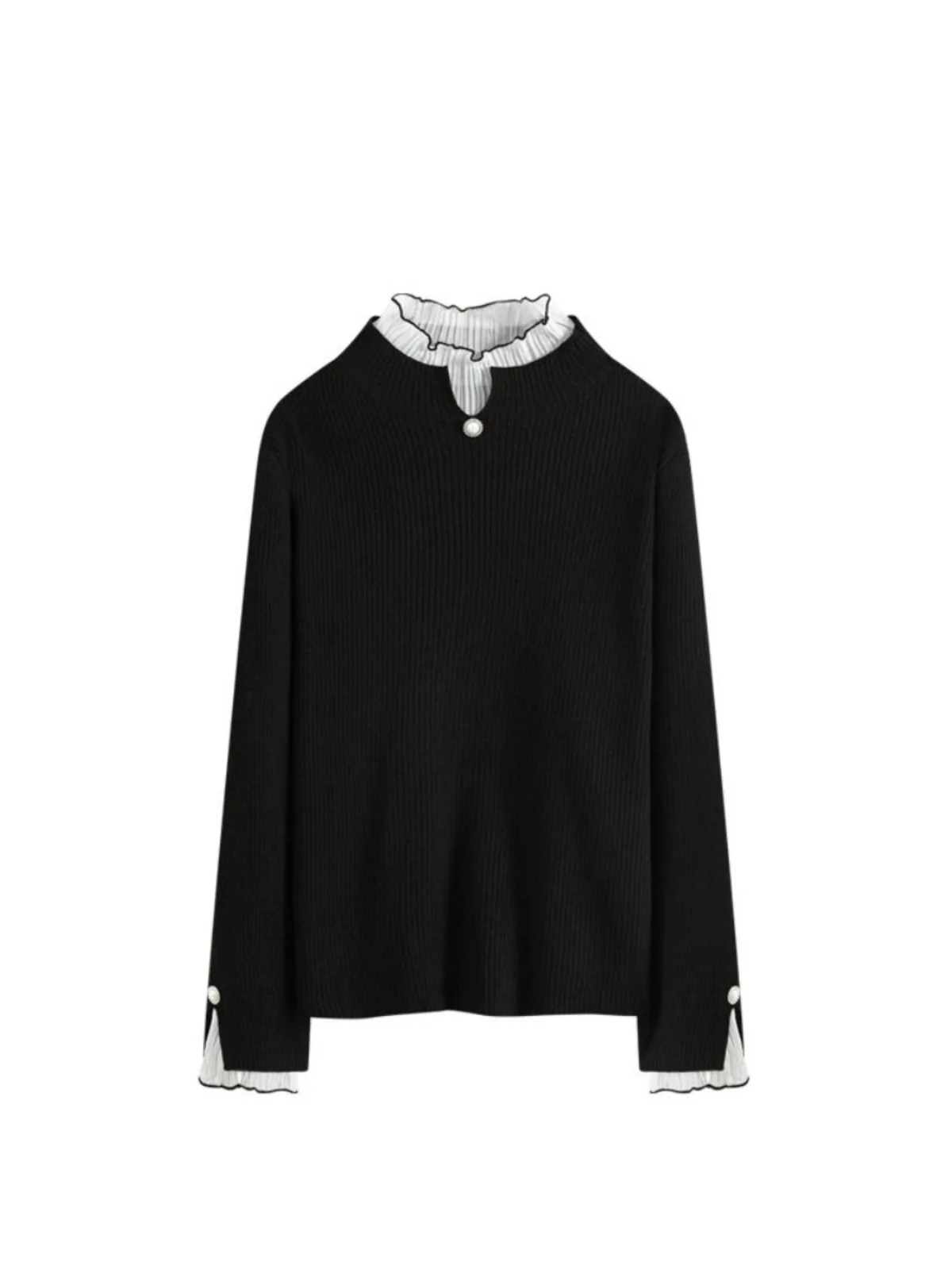 CaraCLUB-suéter de punto largo de talla grande para mujer, cubierta para el vientre de otoño, ilusión adelgazante, Top falso de dos piezas de gama alta