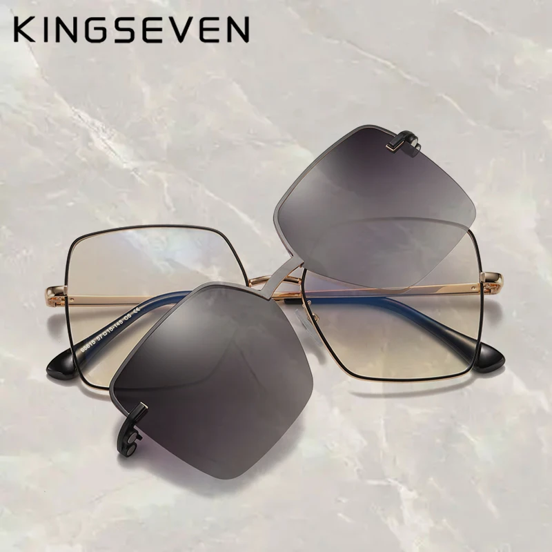 

KINGSEVEN Magnetic Polarized Sunglasses For Women Retro Square Glasses Men Anti-Blue Eyewear очки