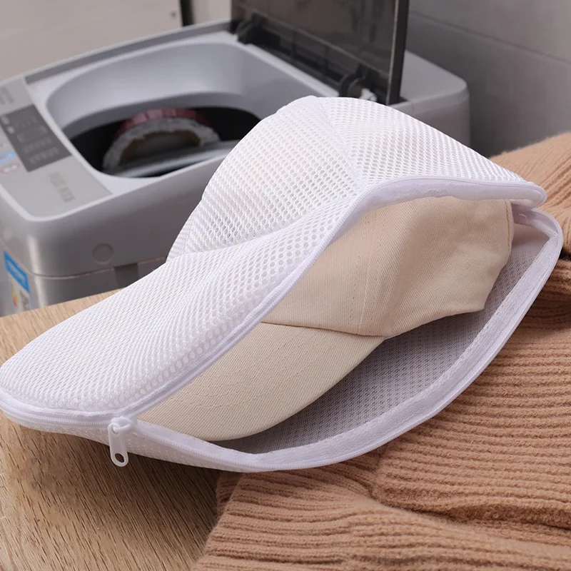 Washing Machine Hat Wash Protector Cap Cleaner Laundry Bag  Small Clothes Wash Bag Anti-Deformation Mesh Organizer Zip Bags