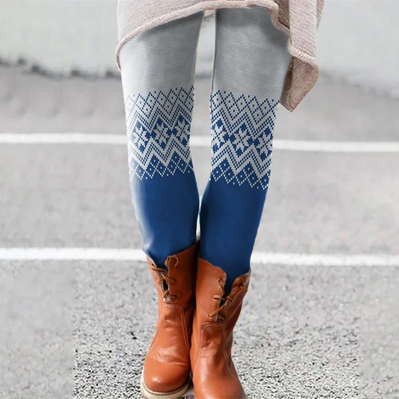 Fashion Vintage Women's HOT Leggings Pants Print High Waist Leggings Happy Christmas Party Long Pants Ladies Xmas Trousers