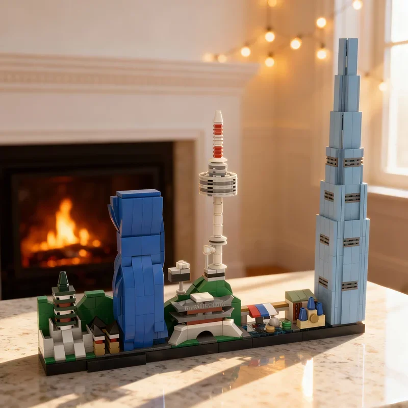 626pcs MOC Seoul Skyline Architecture Skylines Model Building Blocks Assemble Festival Gift DIY Creative Idea Toy Education