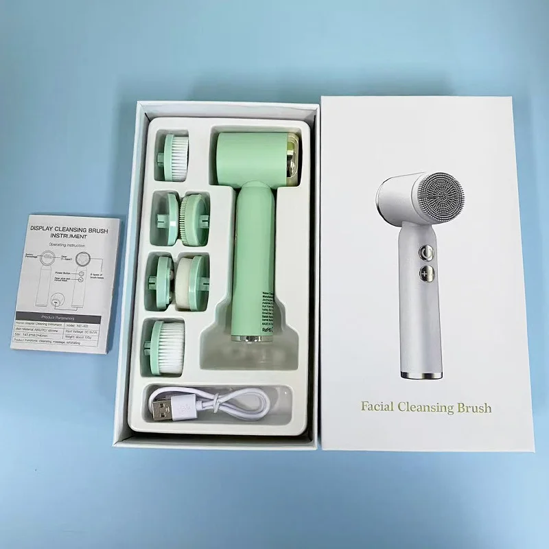 فرشاة تنظيف الوجه المحمولة، آلة تدليك الجسم، منتجات التجميل، منظف الوجه الكهربائي من السيليكون، أداة التنظيف #6
