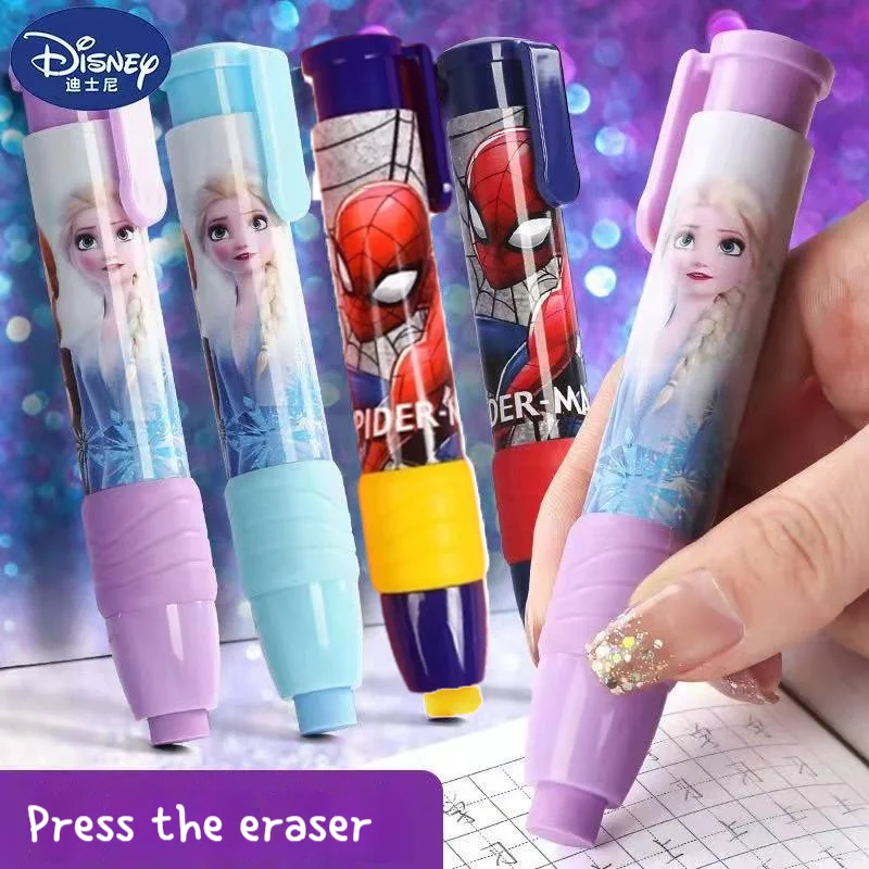 Cute Cartoon Children Eraser Disney Frozen Princess Elsa Spider-Man Pupils Learn Stationery Prize Kid Study Push Type Eraser