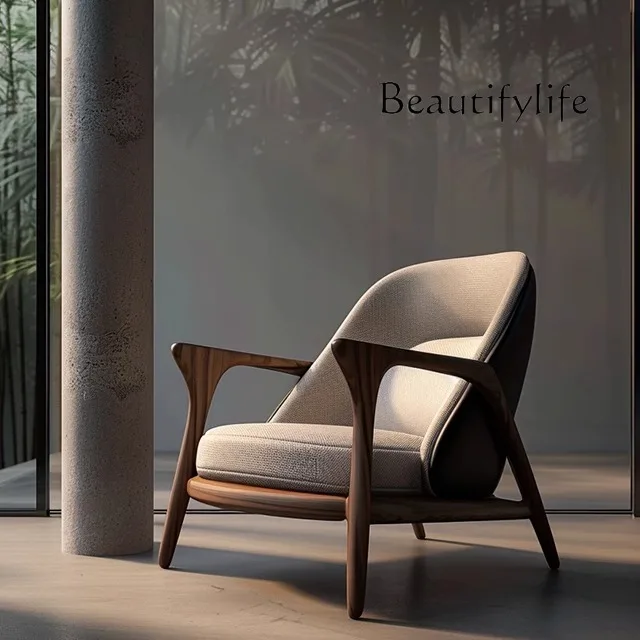 

New Chinese-style North American black walnut sofa chair Modern simple ash wood lazy chair Living room furniture