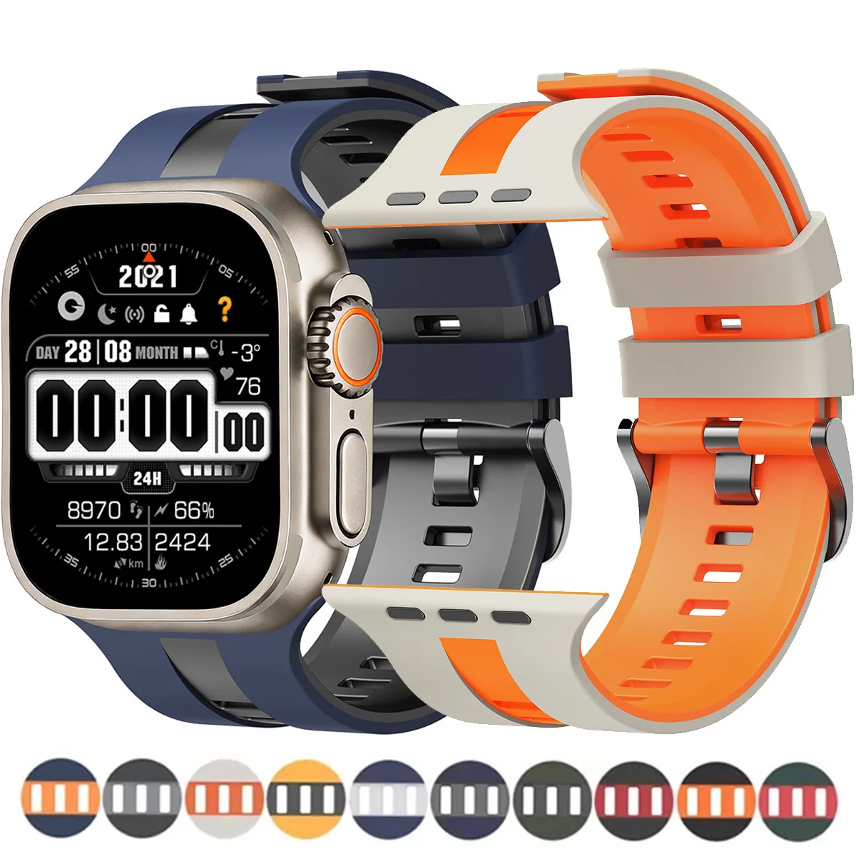 Two-tones Silicone Strap for Apple Watch Band Ultra3/2 49mm Series 11 10 46mm 44 42 45mm Sports Bracelet for Iwatch 9 8 7 6 5 SE