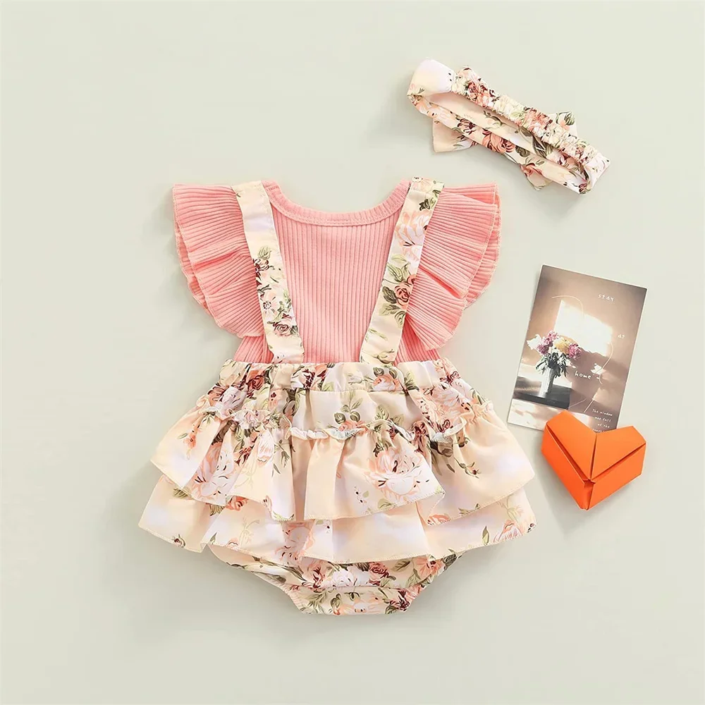 Kids Dress For 0-18 Months Cotton Ruffle Sleeve Cute Butterfly Floral Summer Princess Formal Dresses Newborn Baby Girl Clothes