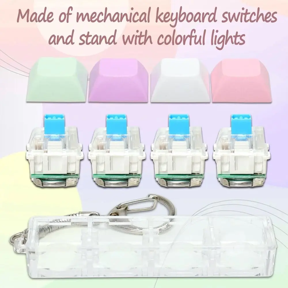 

Fun Toys Keyboard Clicker with LED Light with Keychain Stress Relief Keyboard Fidget Toys Anxiety Decompression