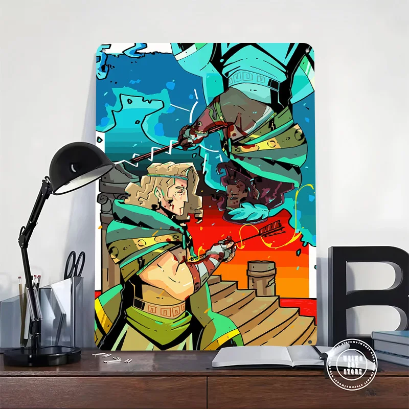 Hades Game Achilles and Patroclus Poster Customized Vintage Metal Signs Wall Art Retro Tin Plaque for Mancave Office Decor Home