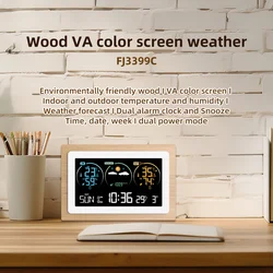 Digital Alarm Clock Weather Station Air Pressure Forecast Indoor Outdoor Thermometer Hygrometer Wireless Multifunction VA Clock