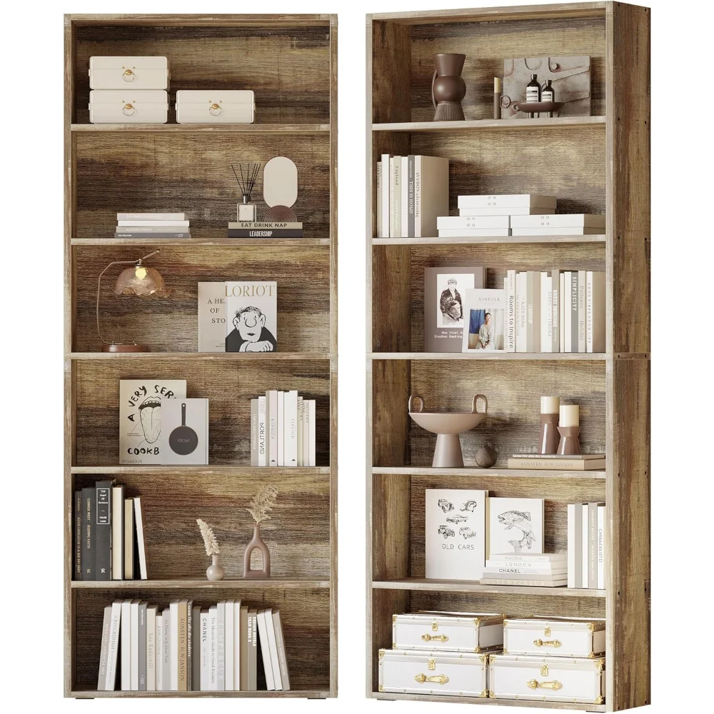 

Bookshelves and Bookcases Set of 2 Floor Standing 6 Tiers Display Storage Shelves 70 in Tall Bookcase Home Decor Furniture