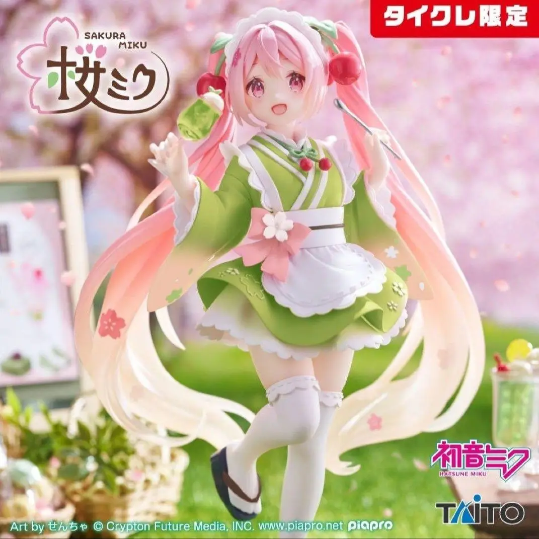 Original Taito Hatsune Miku Sakura Wafuu Kissa Ver. Maid Coreful Anime Figurine Model Collectible Toys Kawaii Birthday Gift Toy