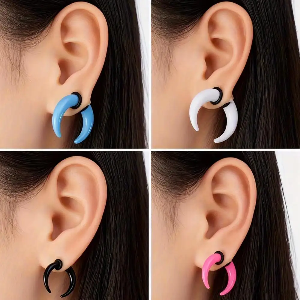 1Pair Big Size Buffalo Horn Septum Ring Piercing Black Pink White Acrylic Ear Plugs Taper Stretcher Expander Punk Body Jewelry