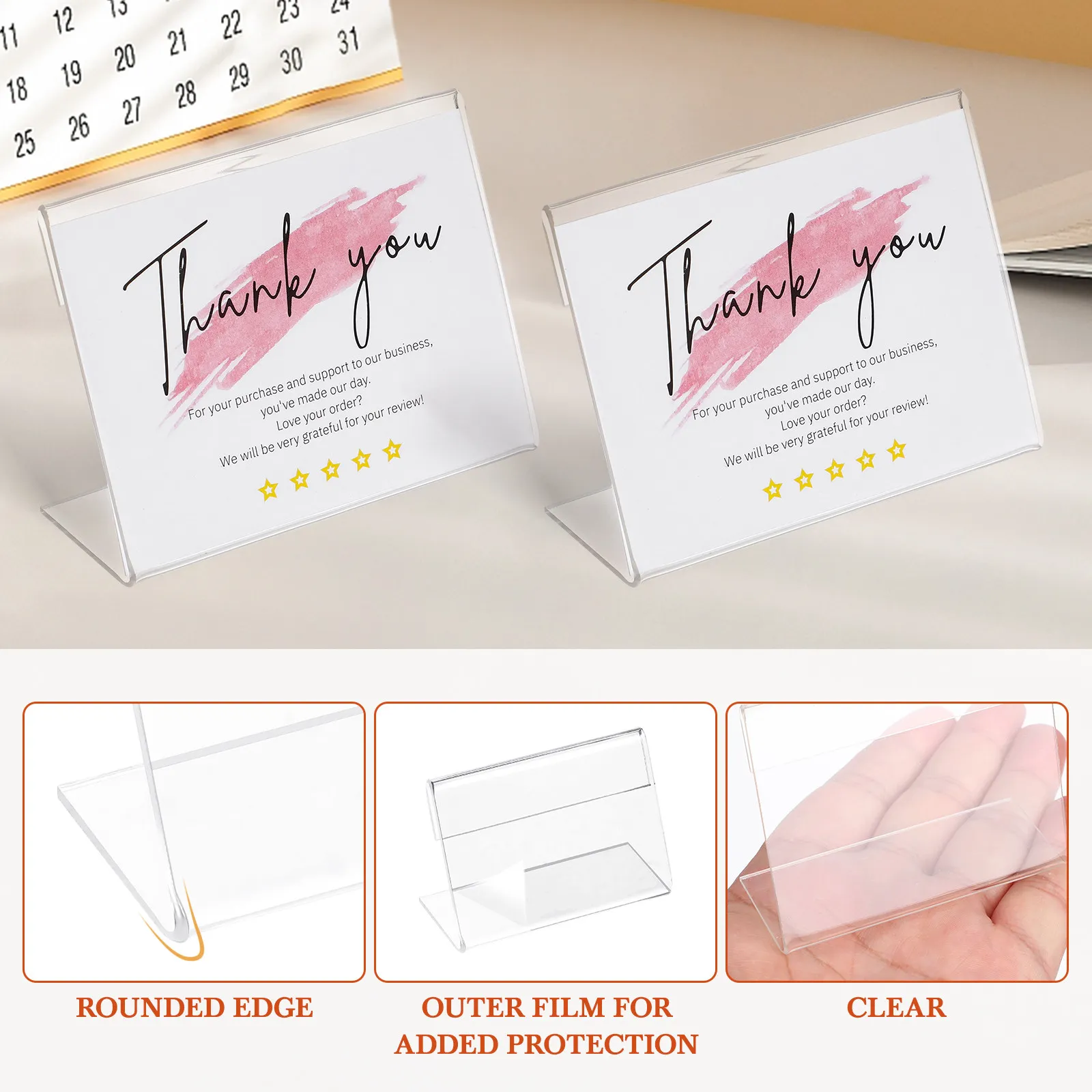 25Pcs Acrylic Sign Holders Transparent Display Stands Horizontal Desktop Menu Price Card Holder Tabletop Sign Display