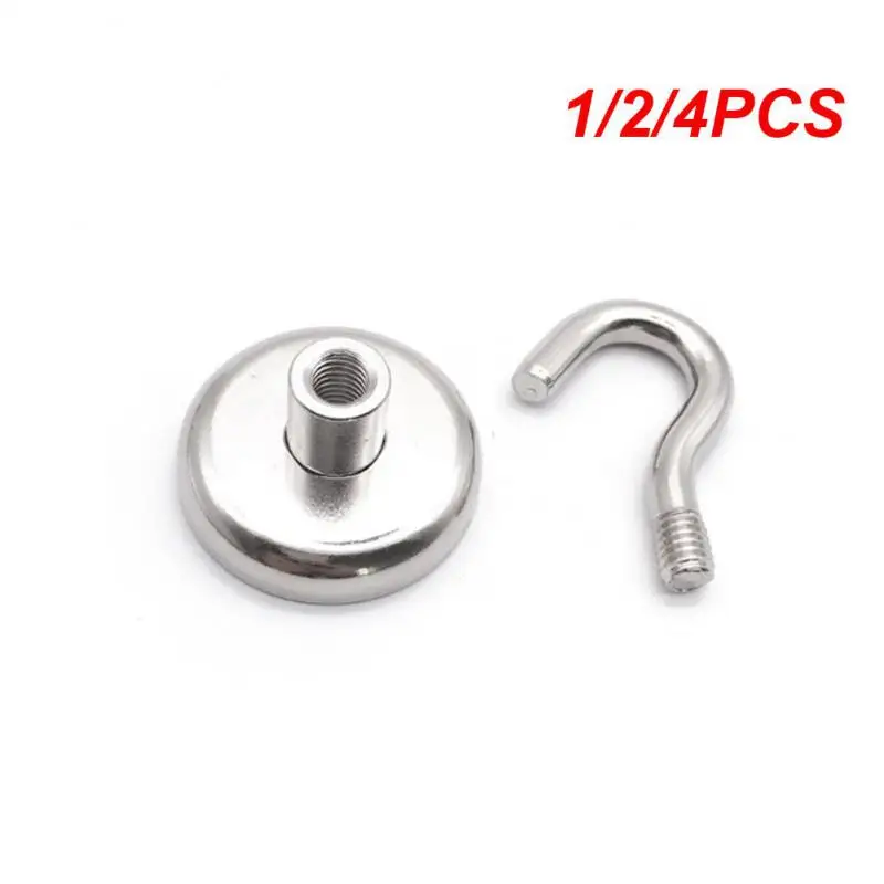 1/2/4PCS Magnetic Hook Neodymium Magnet E10/16/20 Electroplating Metal Strong Hook Thick Wall Hook for Home Kitchen Organization