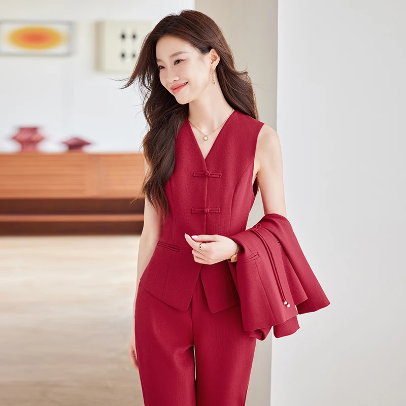 Autumn Winter Women Office Work Wear Pantsuits Ladies Career Interview Trousers Set Uniform Designs Female Blazers