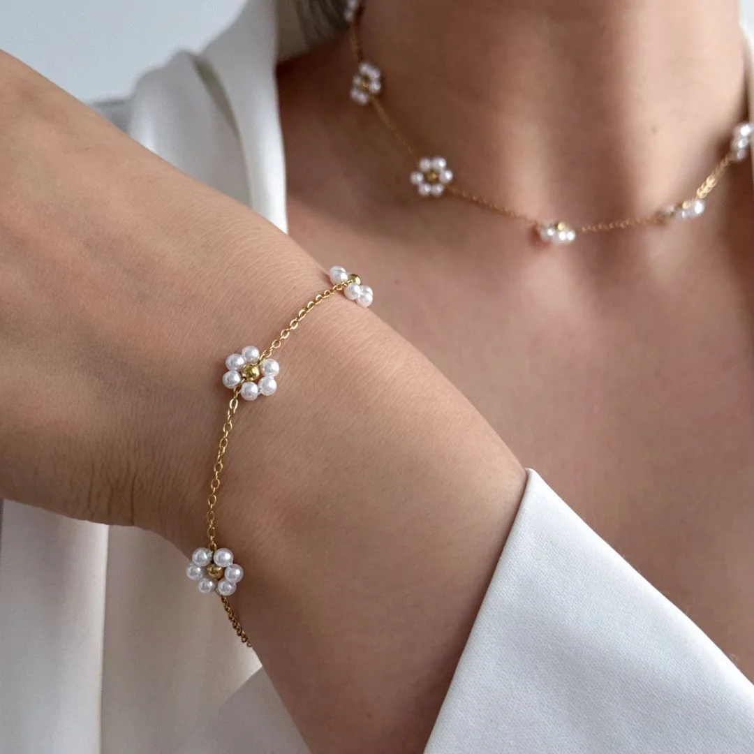 Luxus Koreanischen Stil Licht Handgemachte Perle Perle Ketten Blume Halsketten Frauen Romantische Temperament Armbänder Bankett Schmuck