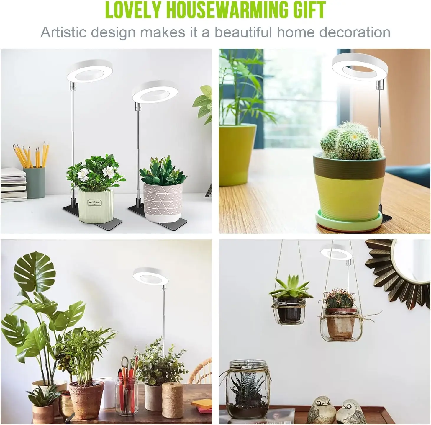 مصابيح LED كاملة الطيف للنمو للنباتات الداخلية، ارتفاع قابل للتعديل مع مؤقت وتحكم في السطوع، 5 عبوات #6