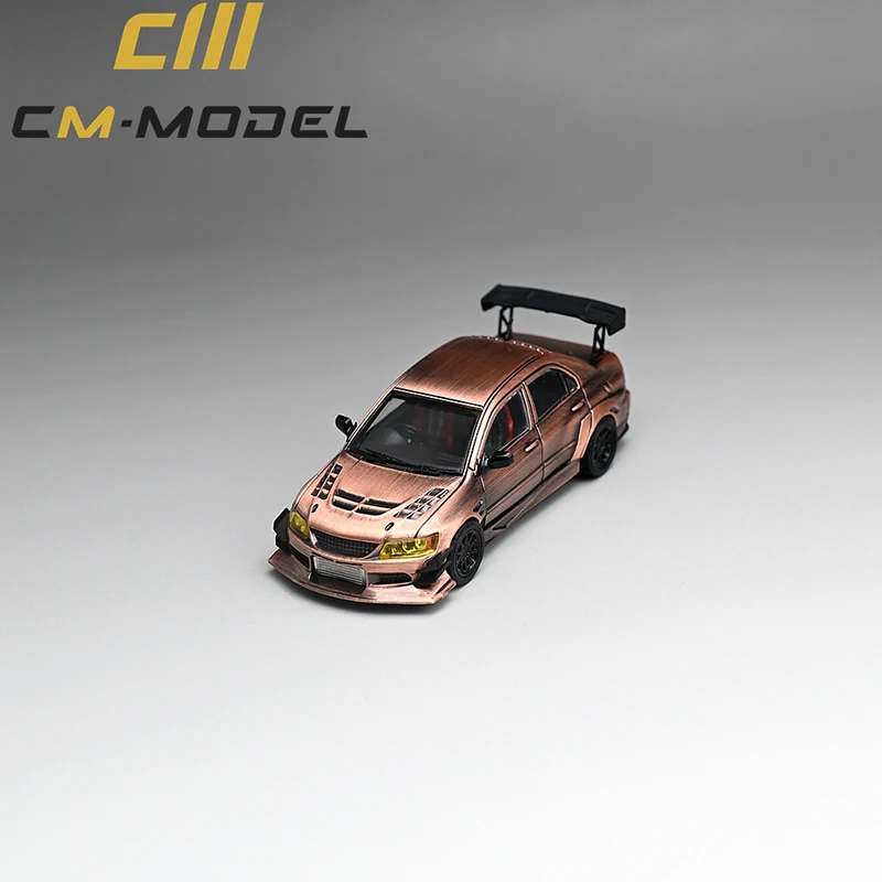 CM Model 1/64 Model Car Lancer EVO IX Bronze JDM Diecast Supercar Racing Car Gift for Collection With Display Case