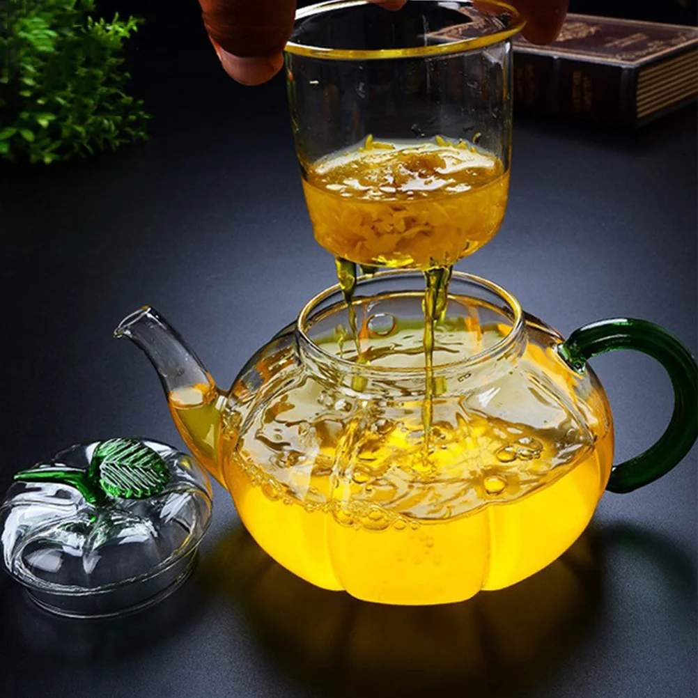 

Heat Resistant Glass Teapot Premium Clear Sturdy Design Cool Handle White Black Herbal Tea Glass Tea Set
