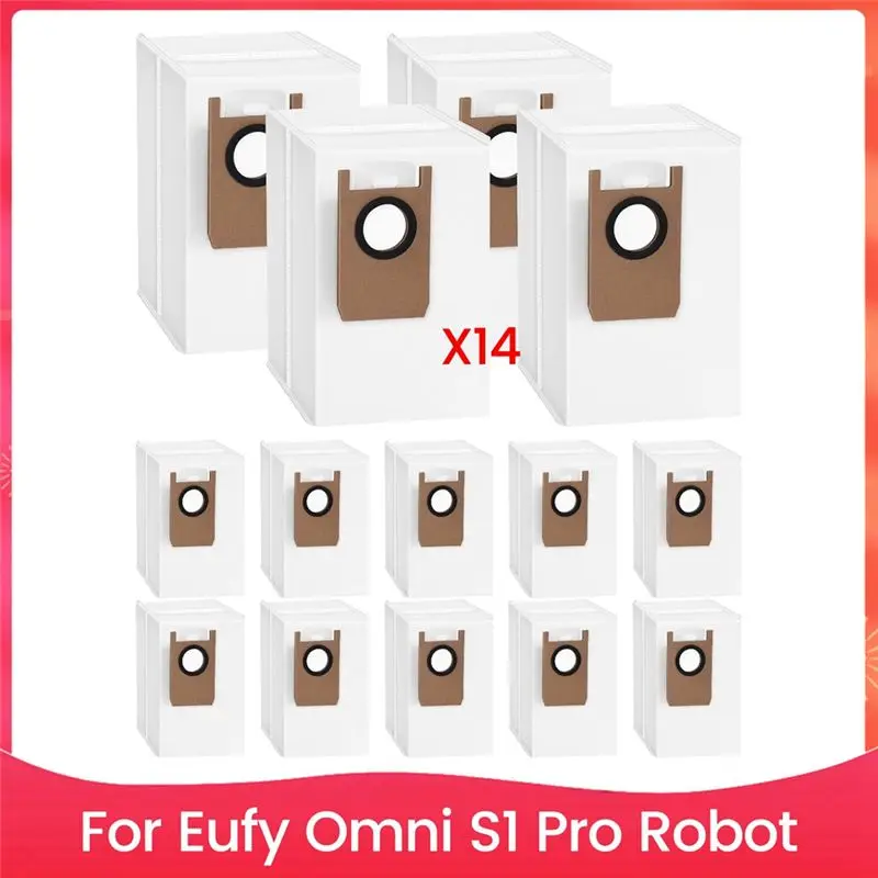 AEE6-14PCS Dust Bags Replacement For Eufy Omni S1 Pro Robot Vacuum Cleaner Large Capacity Vacuum Dust Collecting Bags