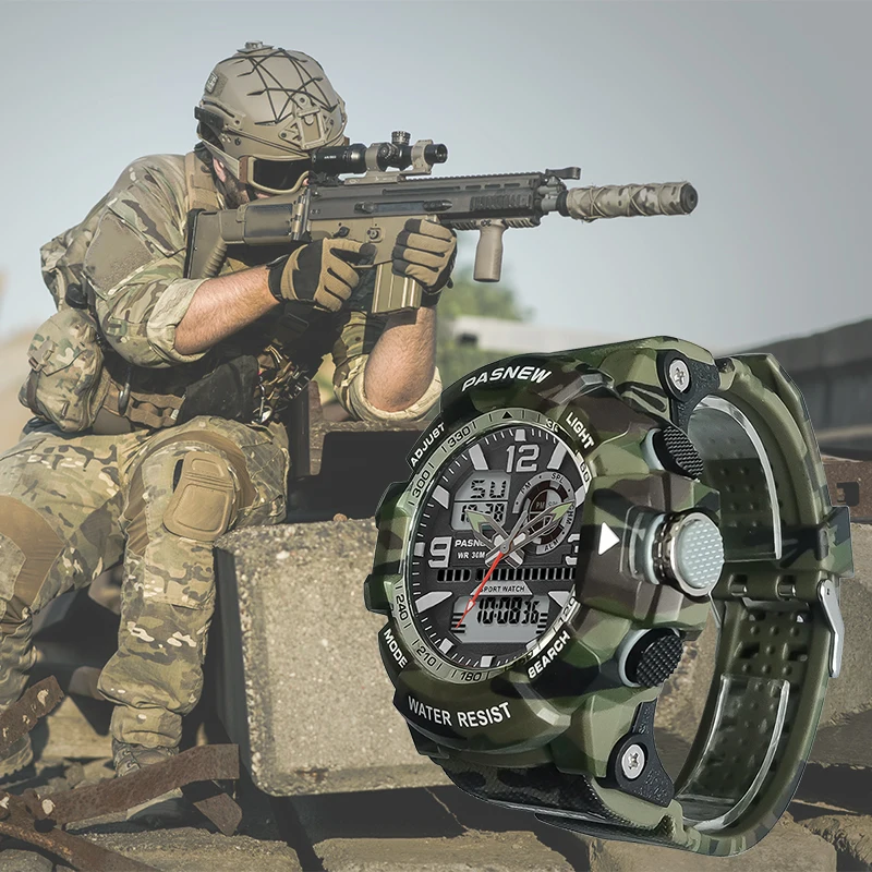 Orologio tattico militare uomo combattimento durevole orologio a mano rana sommergibile Led digitale puntatore grande orologio da polso mimetico grigio maschile