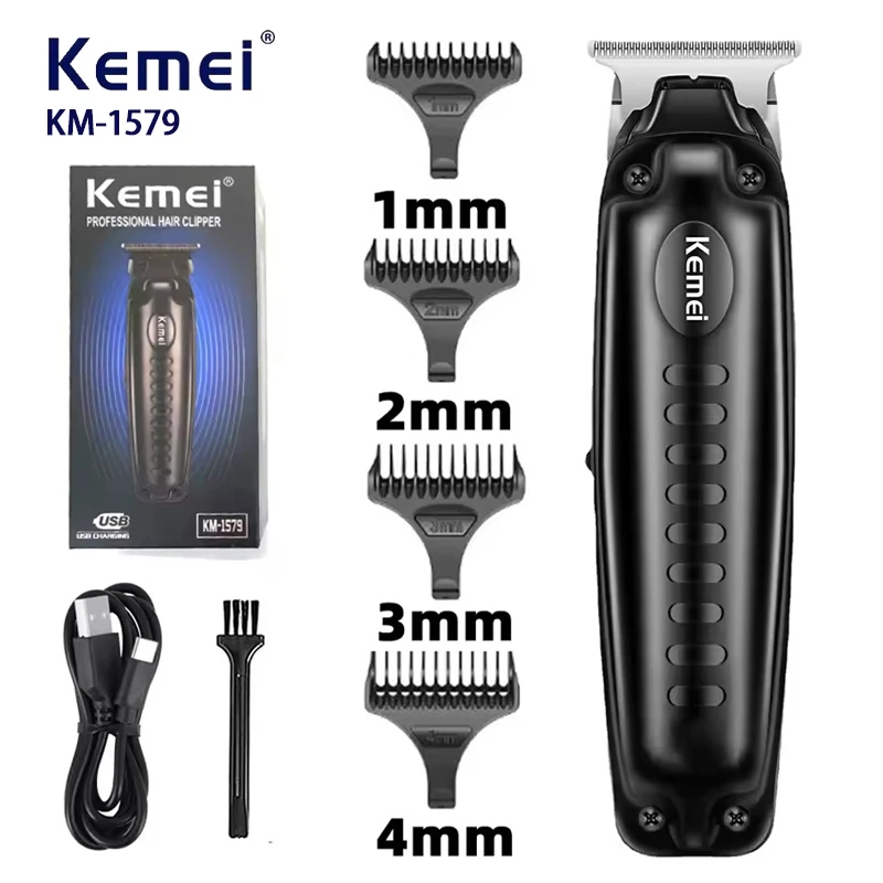Kemei 1579 PRO Kabelloser Haarschneider Barber 0mm Zero-Gap-Clipper Finish-Schneidemaschine Detailer Hochleistungs-Niederprofilschneider