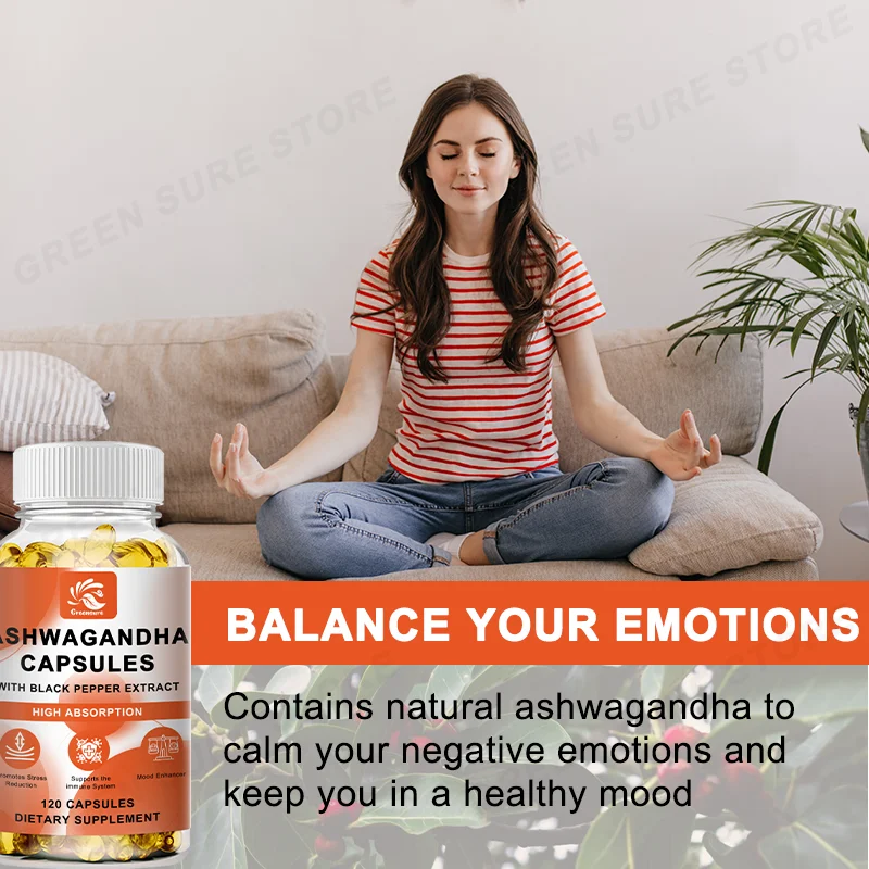 Ashwagandha Supplement- 1950 mg Bioavailable Organic Ashwagandha Root Powder Black Pepper Extract - Stress Support, Mood Support