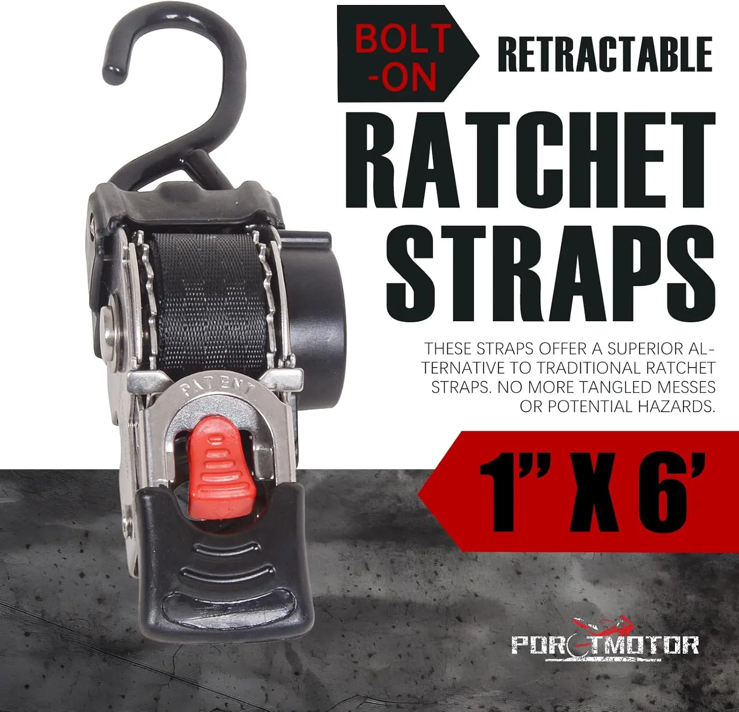 4 Pack Bolt-On Retractable Ratchet Straps (1