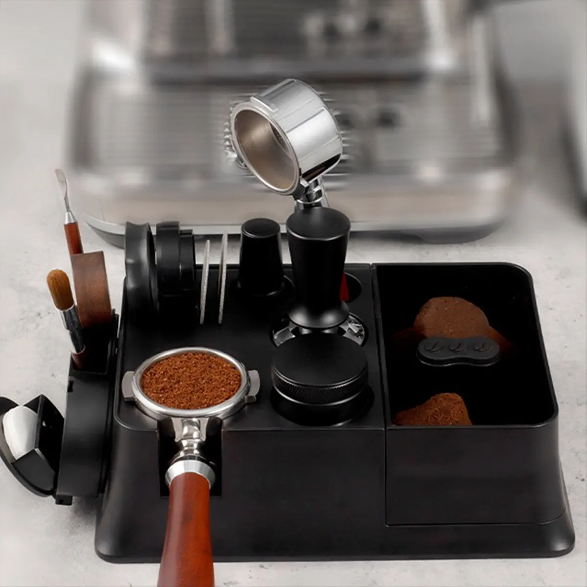 【New Hot】 Espresso Tamping Station 51mm 53mm 54mm 58mm Coffee Portafilters Espresso Accessories Tool Tamper