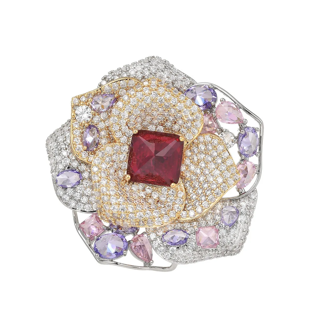 

Роскошная красочная брошь-цветок с цирконами, изысканная высококачественная брошь-камелия для женской одежды, аксессуар, буке, корсаж