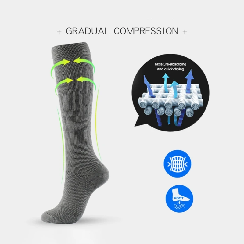 3 Pair Compression Stocking Knee High Pregnant Edema Diabetes Varicose Veins Running Travel Sport Compression Socks Women Men