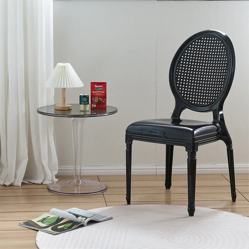 Nordic Transparent Ghost Chair Modern Clear Acrylic Dining Seat Black White Hollow Design PC Material Crystal Look Home
