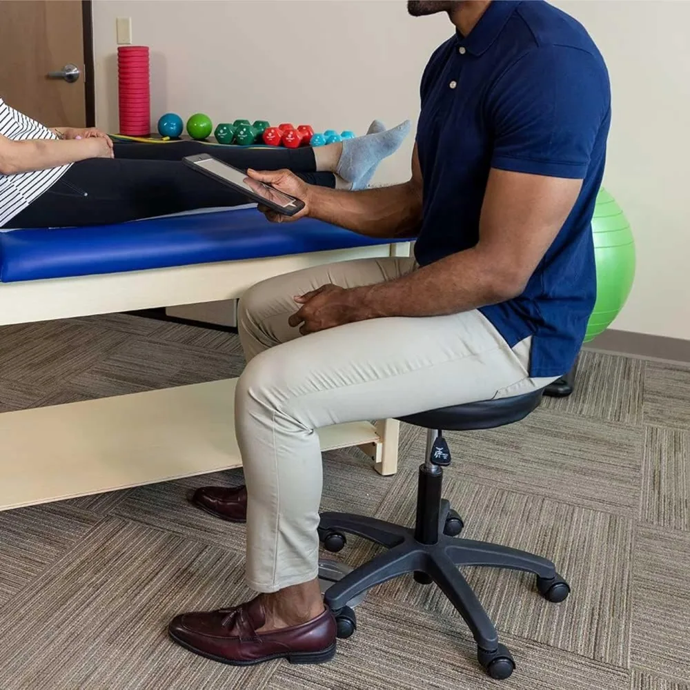 Rolling Exam Stool with Wheels, 18.5 Inch to 25 Inch Adjustable Height for Dentists, Spas, & Healthcare Environments, 5 Casters