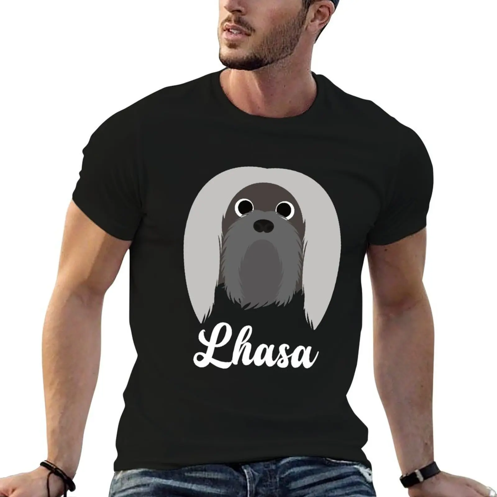 لاسا - لاسا أبسو تي شيرت طويل الشعر تي شيرت قطن 100% تي شيرت للرجال تي شيرت