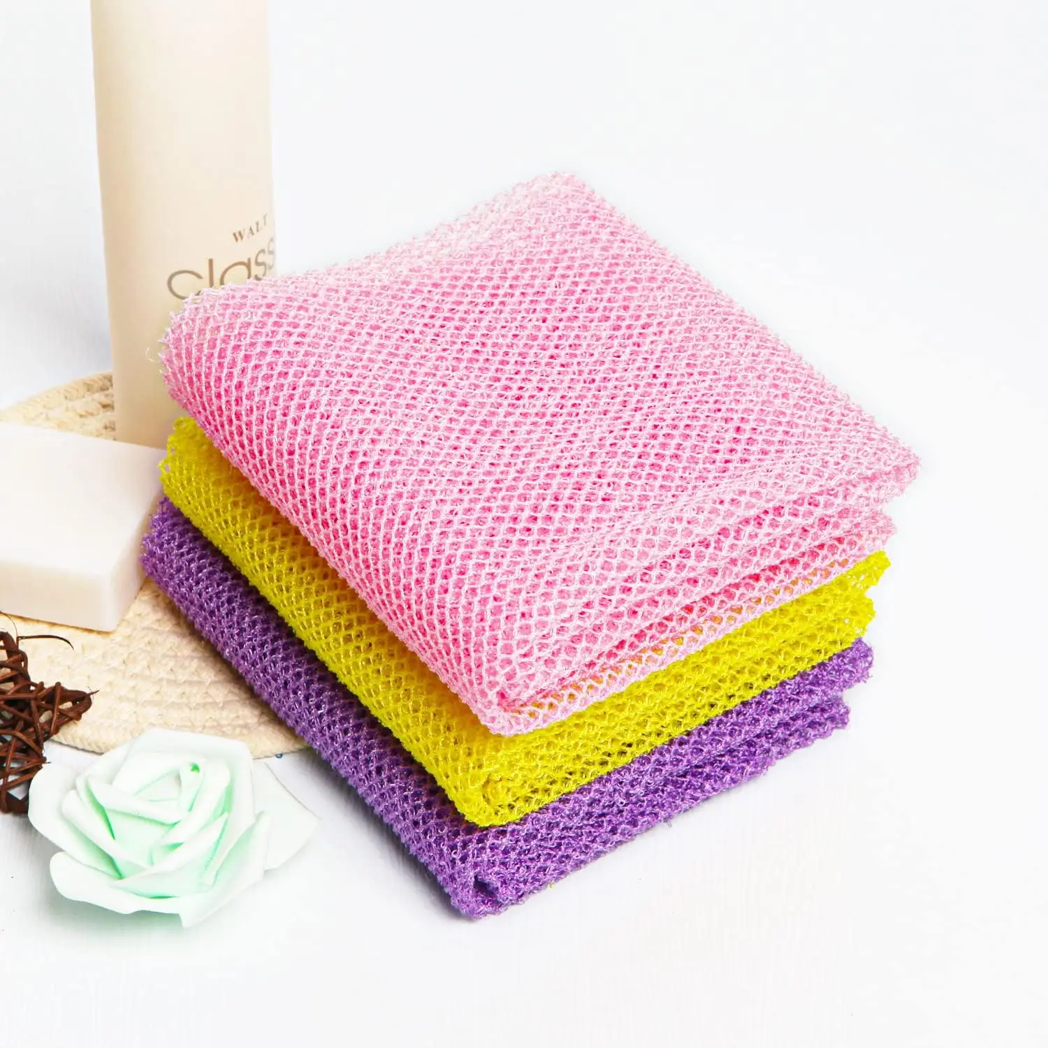 African Mesh Exfoliating Bath Sponge, Nylon Exfoliating Bath Towel, Mesh Bath Ball, Deep Cleaning Skin Smoothing Shower Sponge