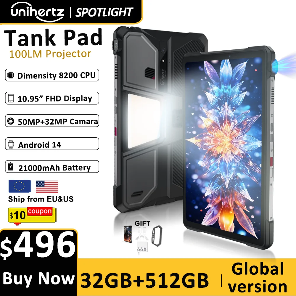 Unihertz Tank PAD 8849 Rugged Projector Phone Tablet Android 32GB 512GB 21000mAh 10.95