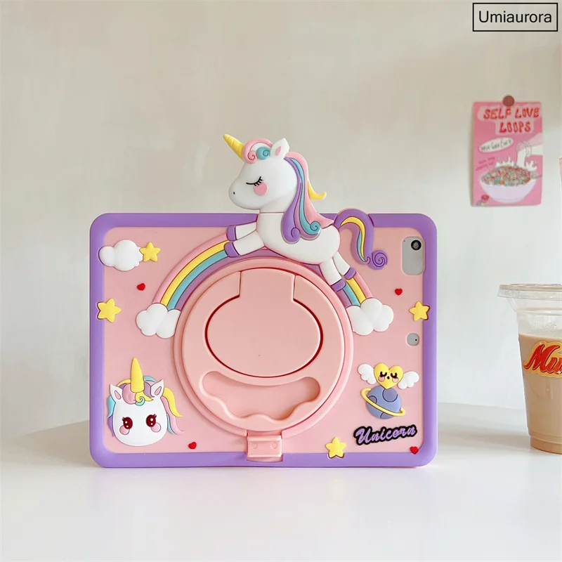 Tablet Case For Honor Pad X8a 11 inch 2024 X8 X9 11.5 Pad8 Pad9 12.1 HEY2-W09/W19 Kids Cartoon Unicorn Stand Silicon Cover Shell